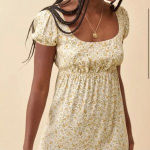 Reformation Yellow Floral Mini Dress 00 / XS / XXS / petite
